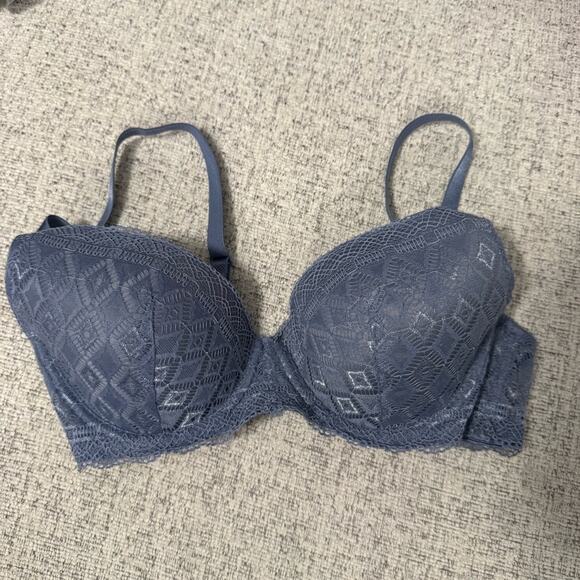 Adrienne Vittadini Studio Blue Lace Overlay Underwire Bra Women's Size 36B - Picture 1 of 7